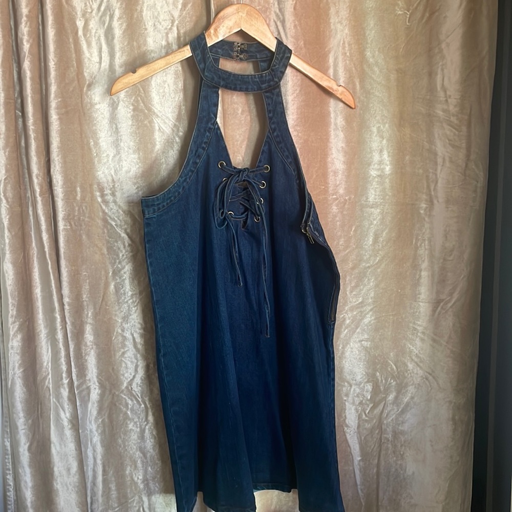 J.O.A Halter Denim Dress